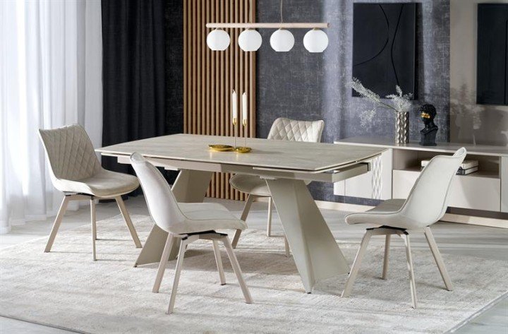 Розкладний стіл ARMANI, стільниця - травертин, ніжки - кашемір (2 шт. = 1 шт.)